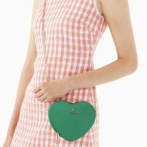 MAKE AN OFFER Kate Spade Love Shack Mini Heart Crossbody  Bag Green Leather